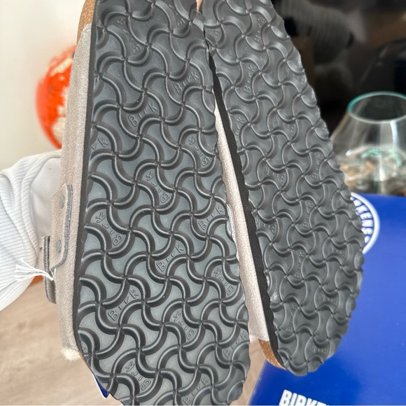 Birkenstock Kyoto Gray Shearling Sandals - Picture 2 of 5